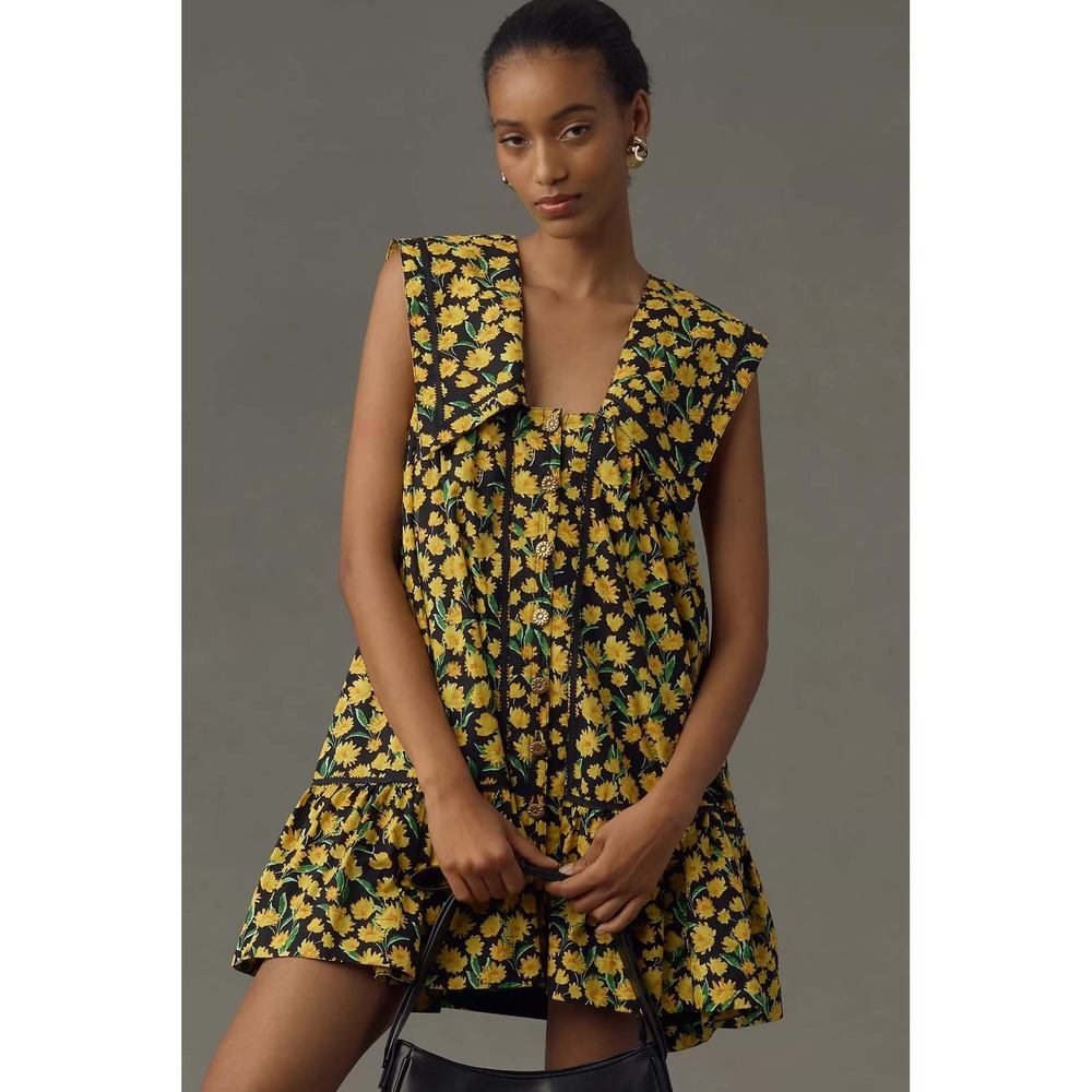 Maeve Collared Poplin Swing Mini Dress Size Medium